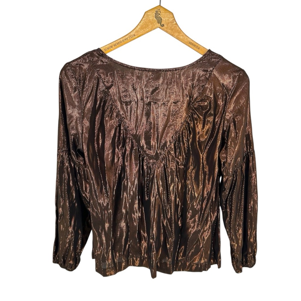 Anthropologie Amadi Merry Metallic Blouse Size Medium - Picture 7 of 11